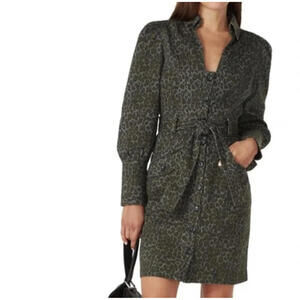 MARISSA WEBB dark green leopard print denim mini dress sz 2